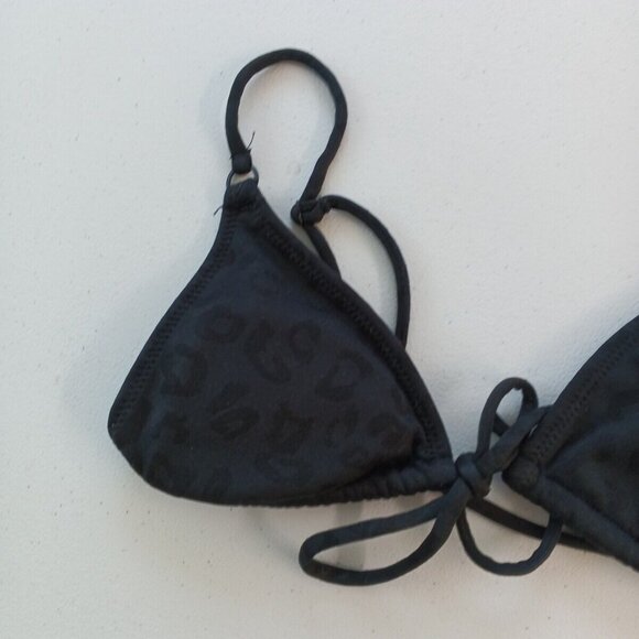 Set of 3 Swimwear Top Wired & Wireless Padded Black Print Solid Strap Adjustable - Picture 9 of 12